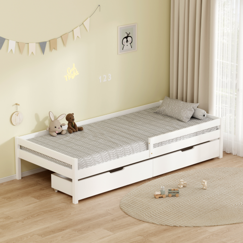 Posteľ s úložným priestorom, 90x200, biela, MIX NEW